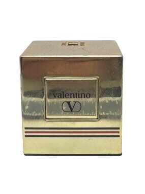 Table Lighter Valentino Gold-Tone Decorative Cube Lighter Logo 2.5" RARE Works